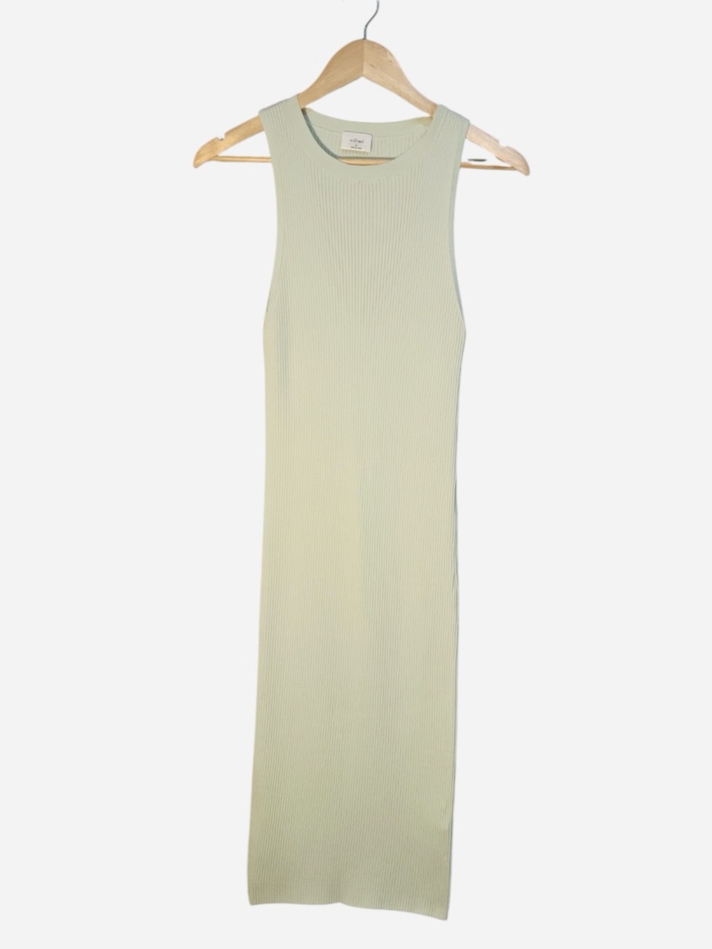 Wilfred Aritzia Ribbed Knit Midi Dress Sage Green Sleeveless Stretch Medium